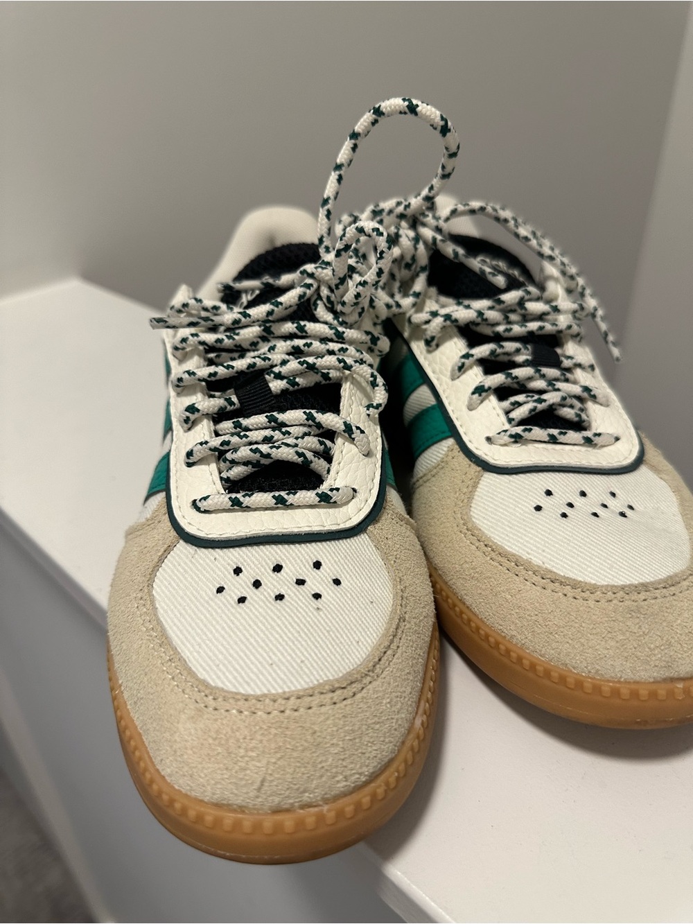 Womens Adidas Green & White Low-Top Sneakers. Like new